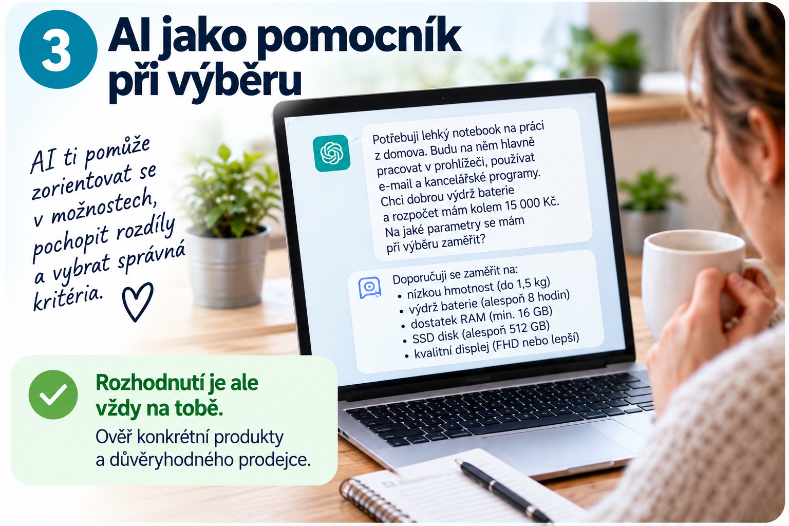 AI jako pomocník při výběru produktu a formulování požadavků